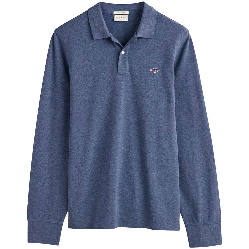 Piqué Bekleidung Meliert) Herrenmode - - Online FRANKONIA (Demin - Rugby-Polo Pullover - Blau Mode Shop Gant |